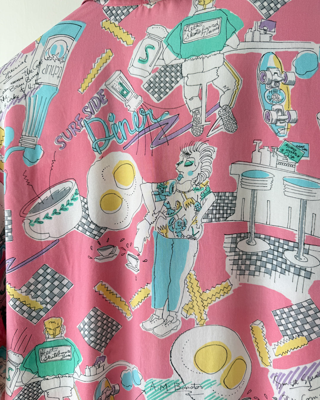80s Novelty Diner Print Shirt | M