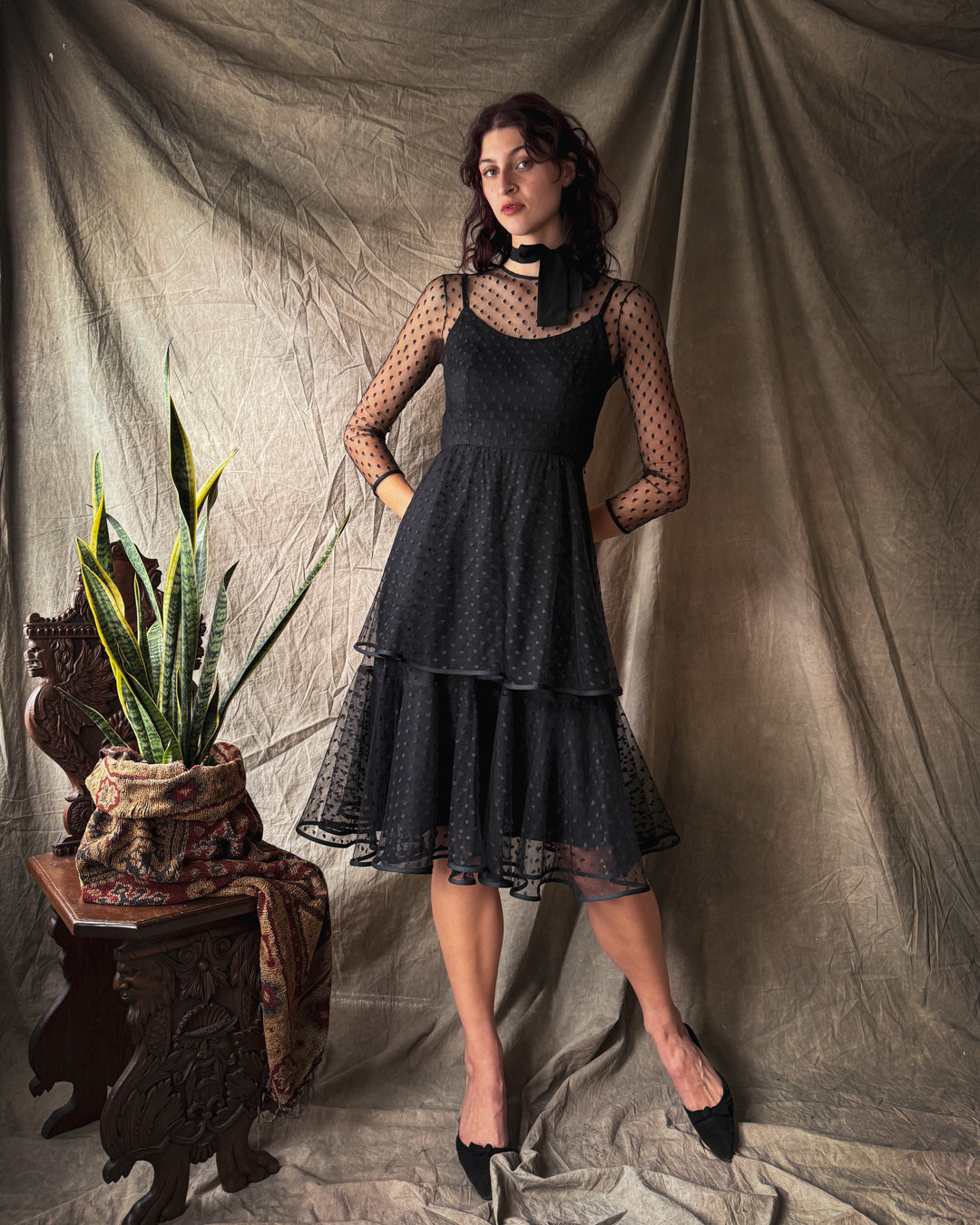 80s Polka Dot Dress | XS