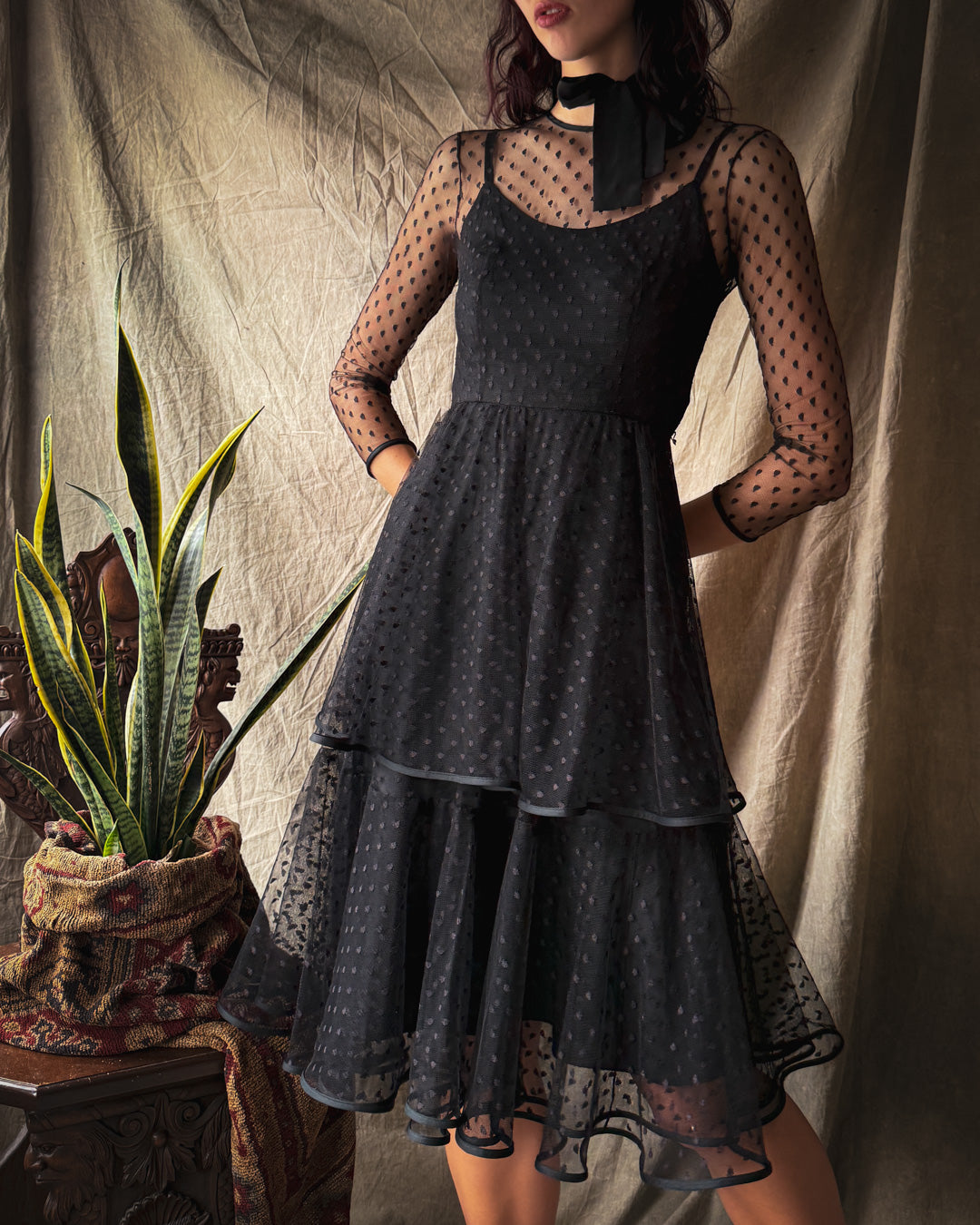 80s Polka Dot Dress | XS