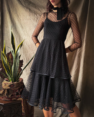 80s Polka Dot Dress | XS