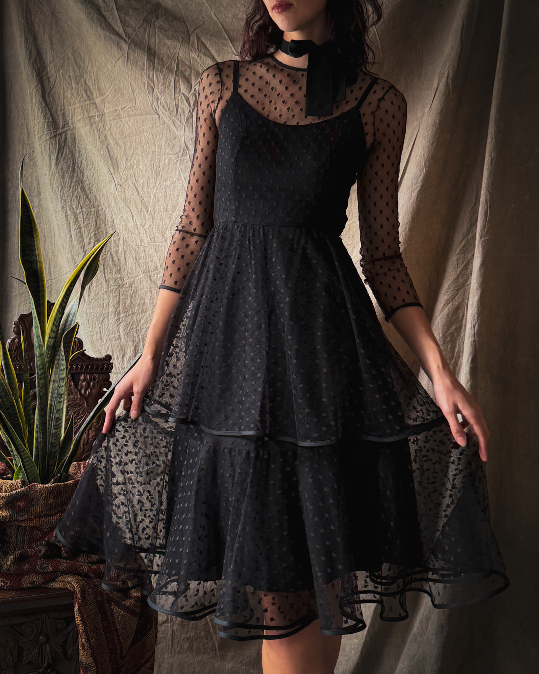 80s Polka Dot Dress | XS