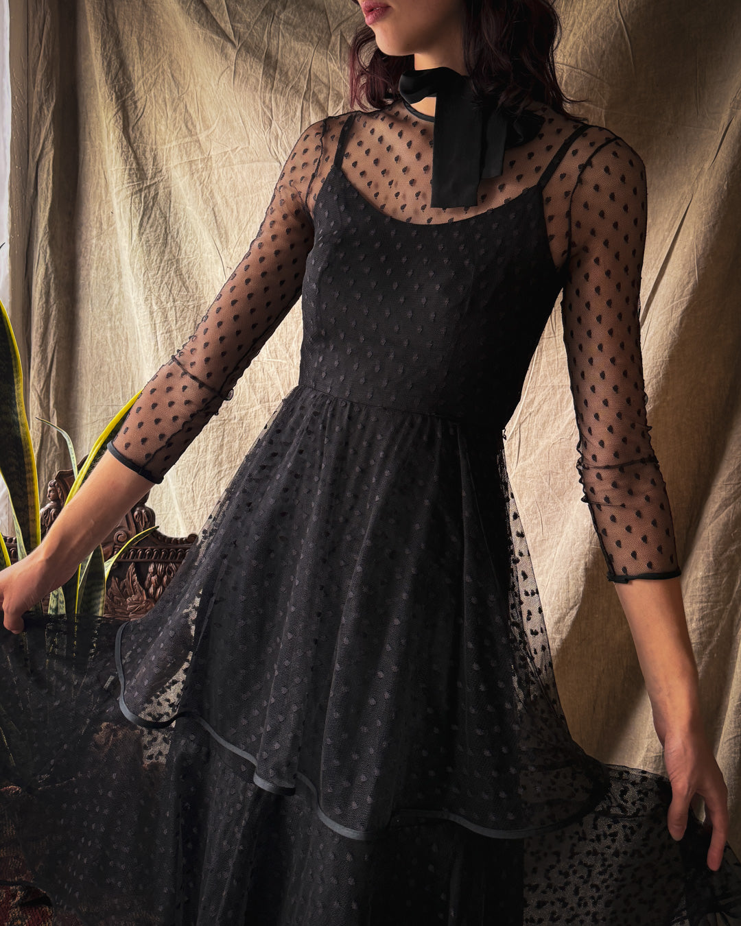 80s Polka Dot Dress | XS