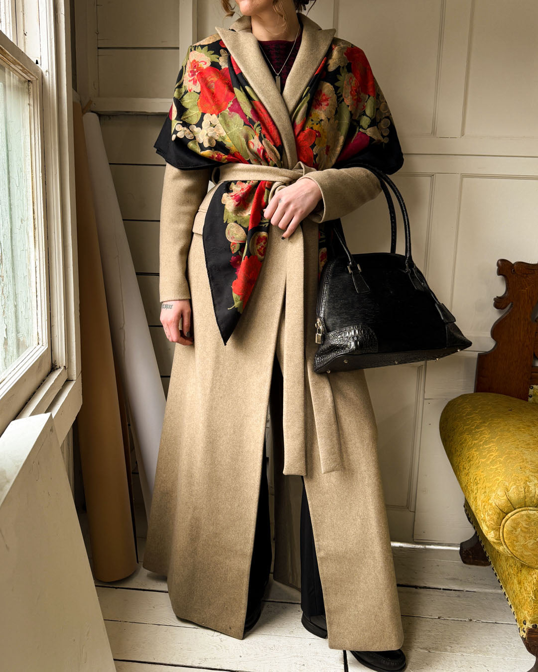 90s Krizia Tailored Wool Maxi Coat | S-M