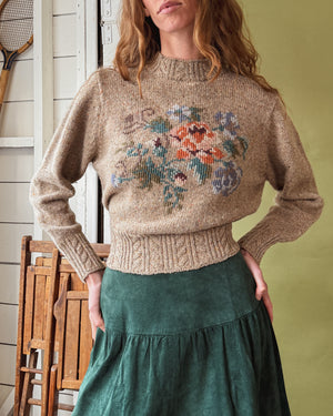 80s Laura Ashley Floral Sweater | M-XL