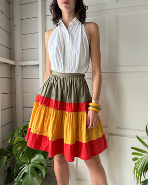 80s Tiered Cotton Skirt | S - Lucky Vintage 80s Tiered Cotton Skirt | S - Lucky Vintage