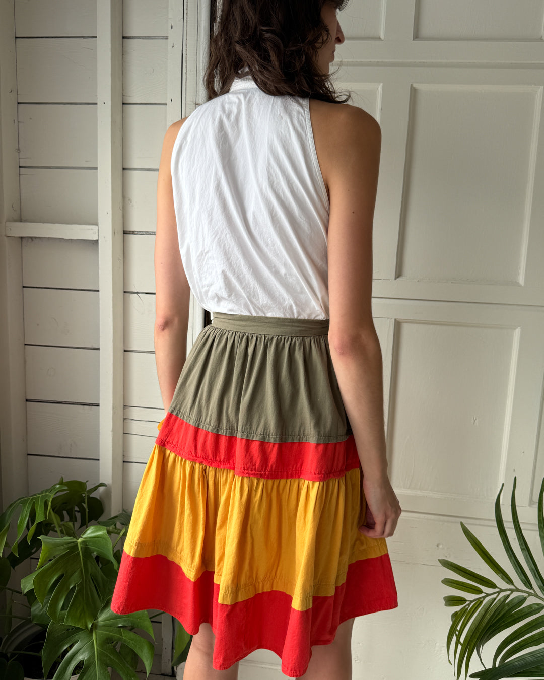 80s Tiered Cotton Skirt | S