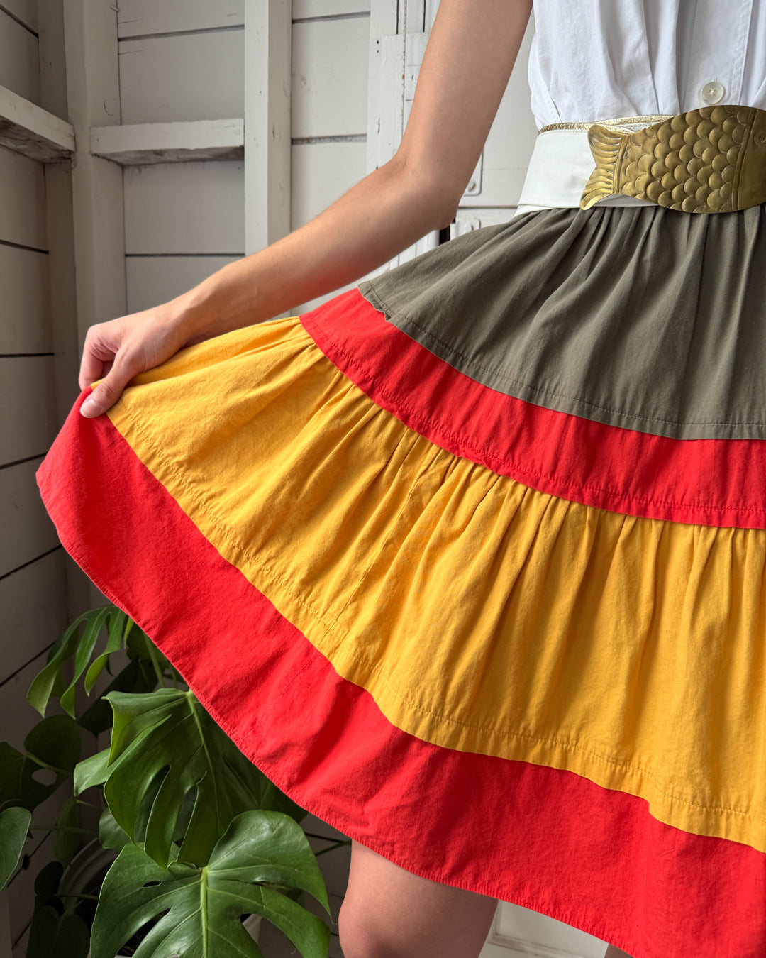 80s Tiered Cotton Skirt | S