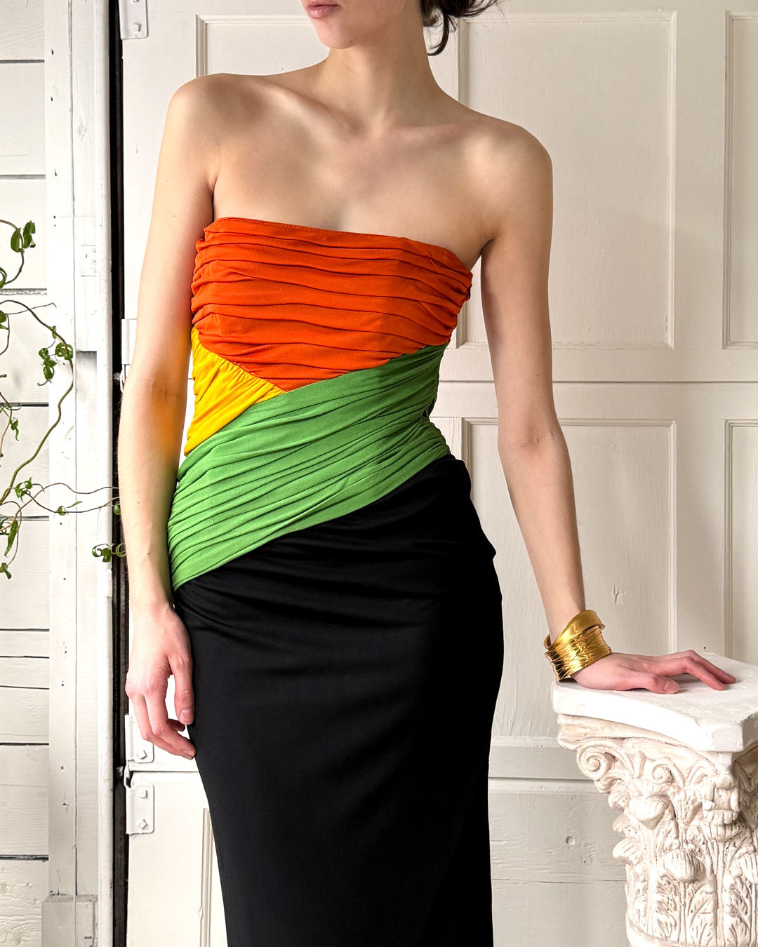 80s Louis Féraud Strapless Dress | S