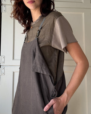 80s Matsuda Linen Jumper Dress | S-M