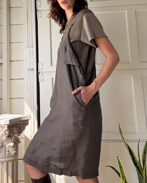 80s Matsuda Linen Jumper Dress | S-M