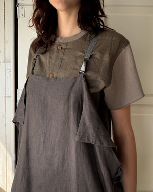 80s Matsuda Linen Jumper Dress | S-M