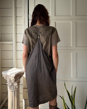 80s Matsuda Linen Jumper Dress | S-M