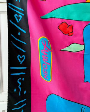 90s Peter Max Blue Lady Scarf