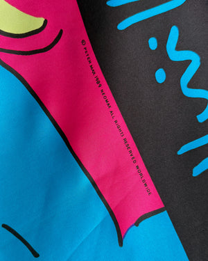 90s Peter Max Blue Lady Scarf