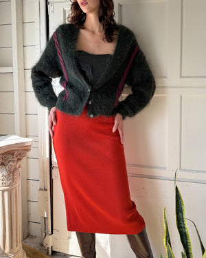 90s Two-tone Mohair Cardigan | M-L