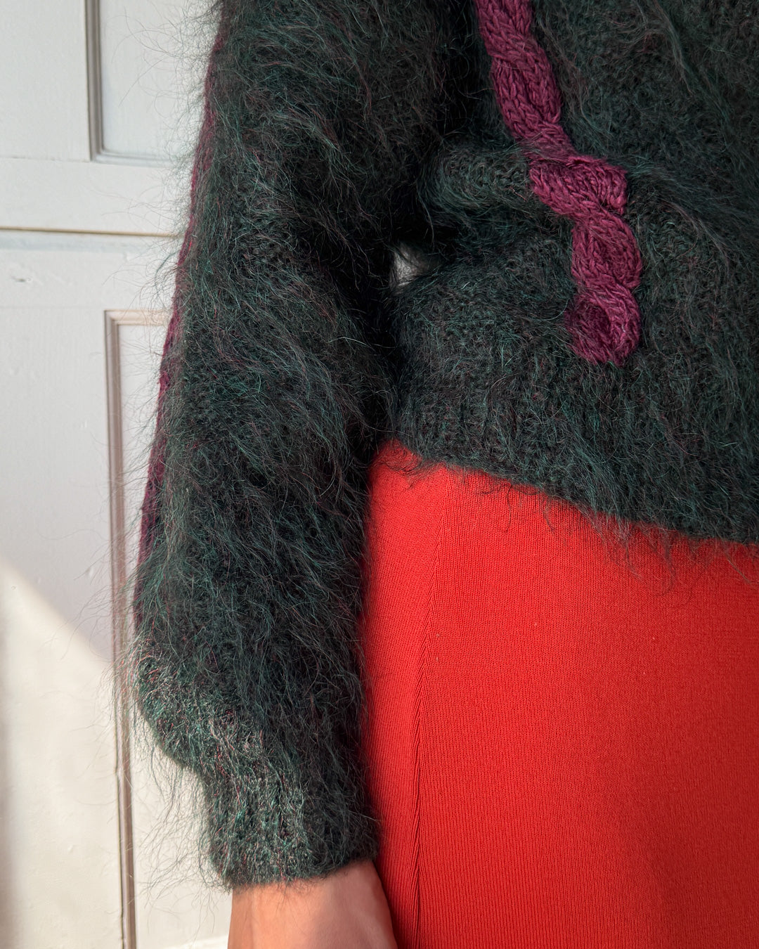 90s Two-tone Mohair Cardigan | M-L