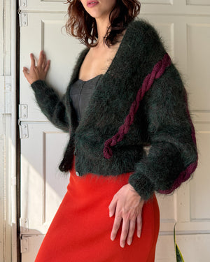 90s Two-tone Mohair Cardigan | M-L