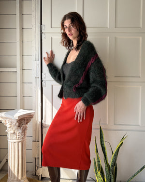 90s Two-tone Mohair Cardigan | M-L