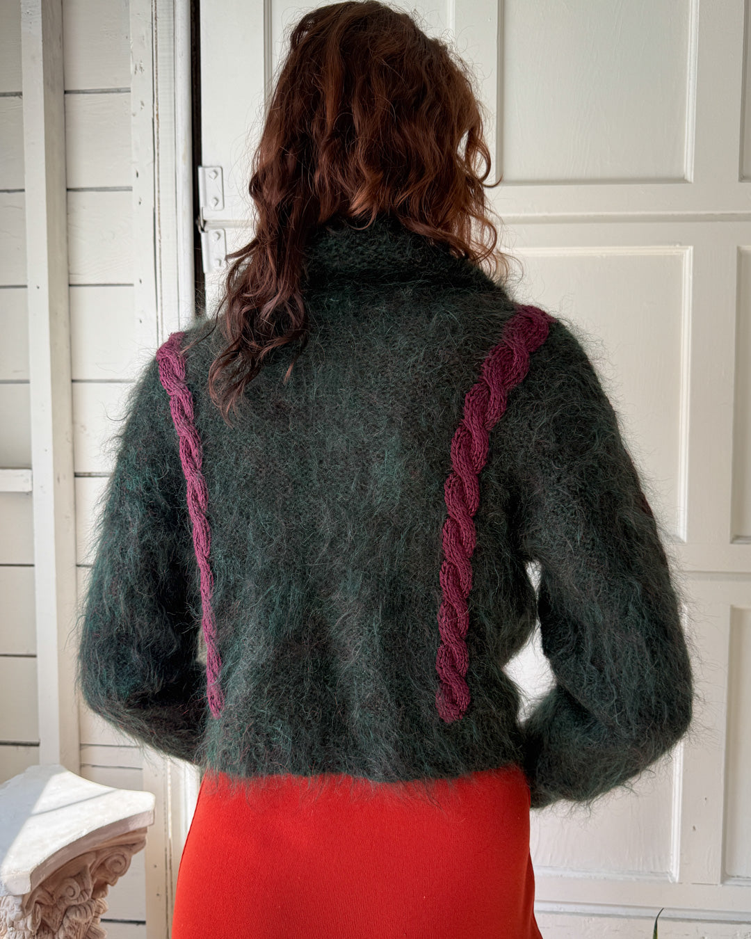 90s Two-tone Mohair Cardigan | M-L