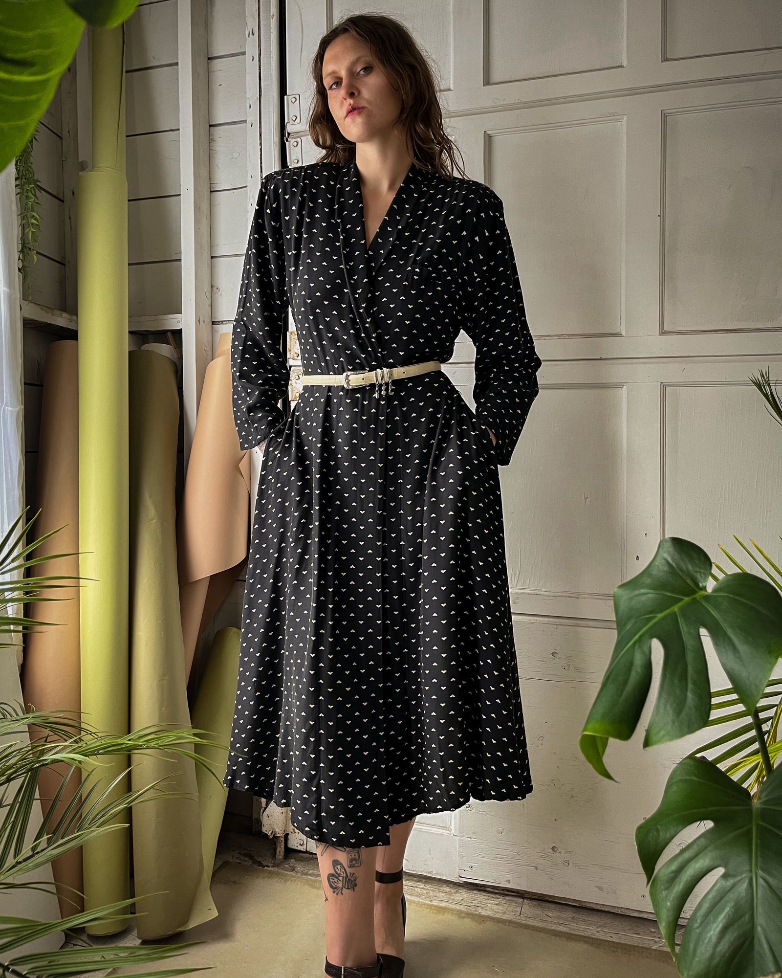 80s Norma Kamali Wrap Dress | M-L