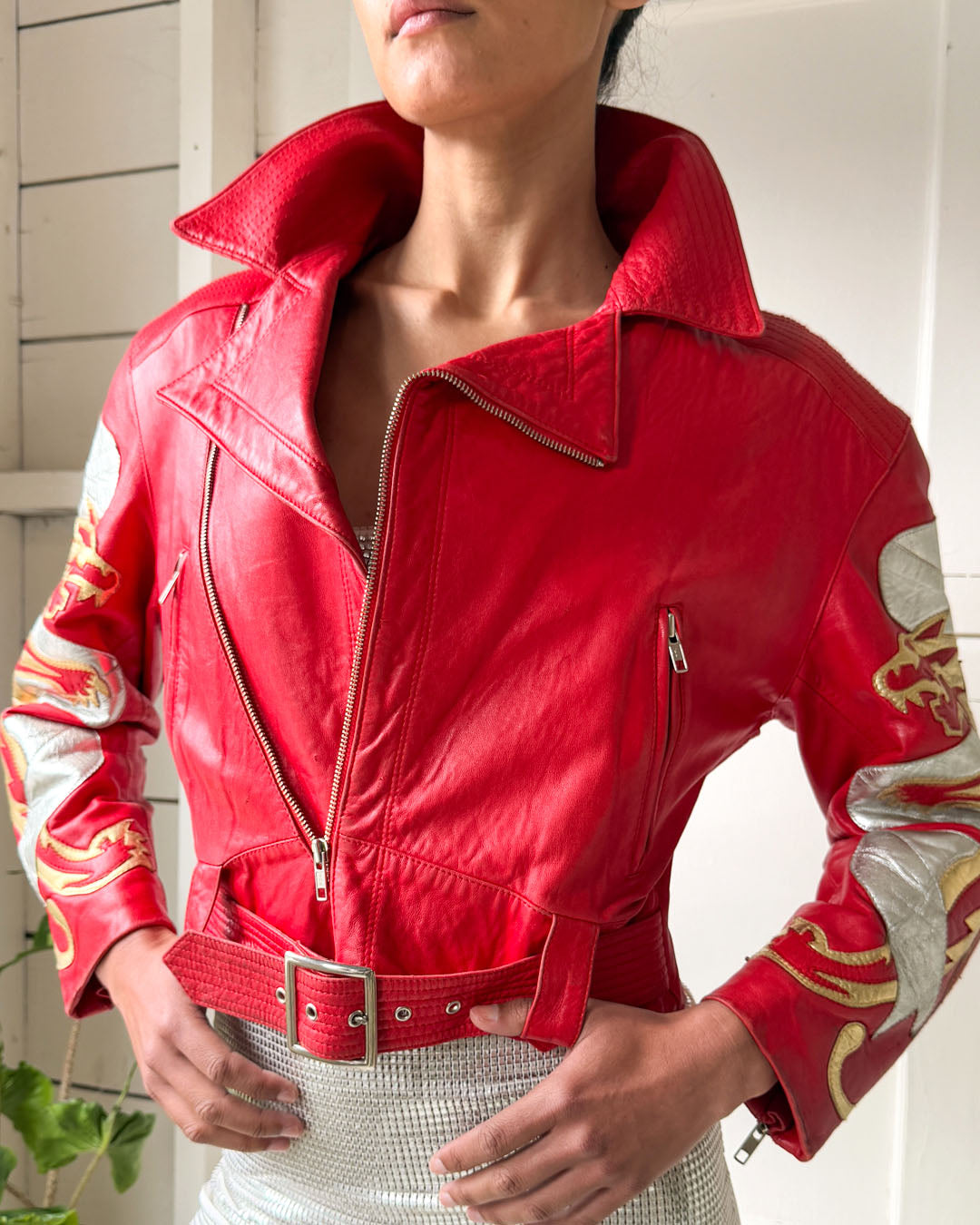 80s North Beach Panther Leather Jacket | S-M
