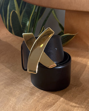 80s Paloma Picasso X Buckle Leather Belt