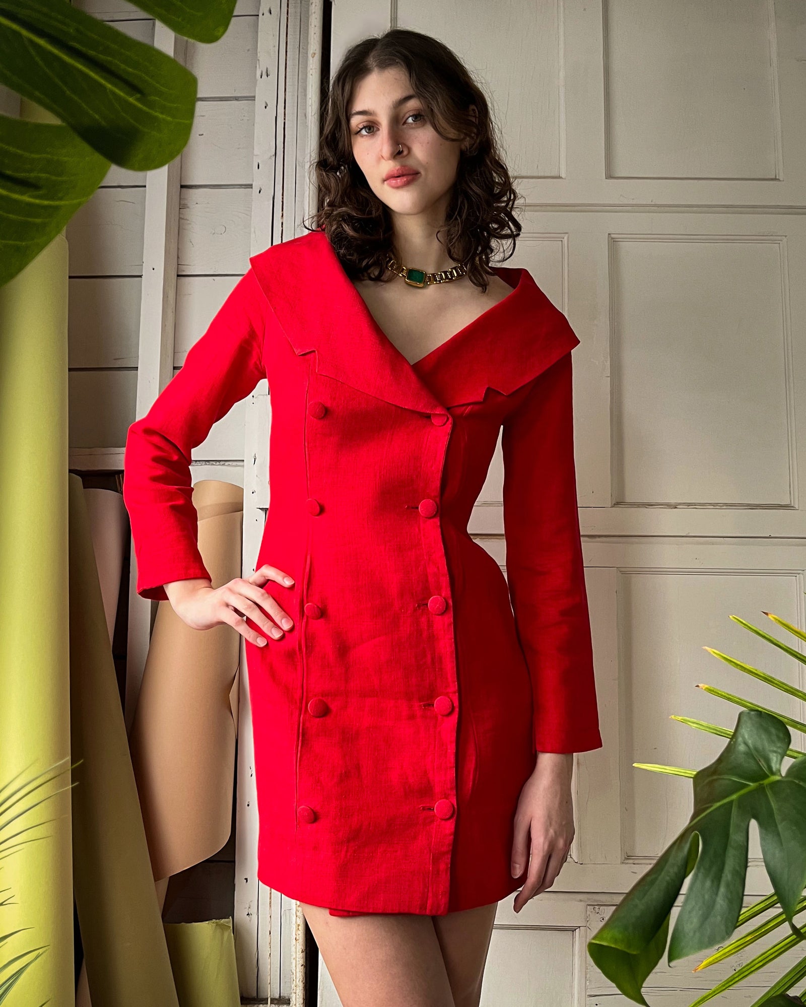 80s Patrick Kelly Linen Dress | S - M