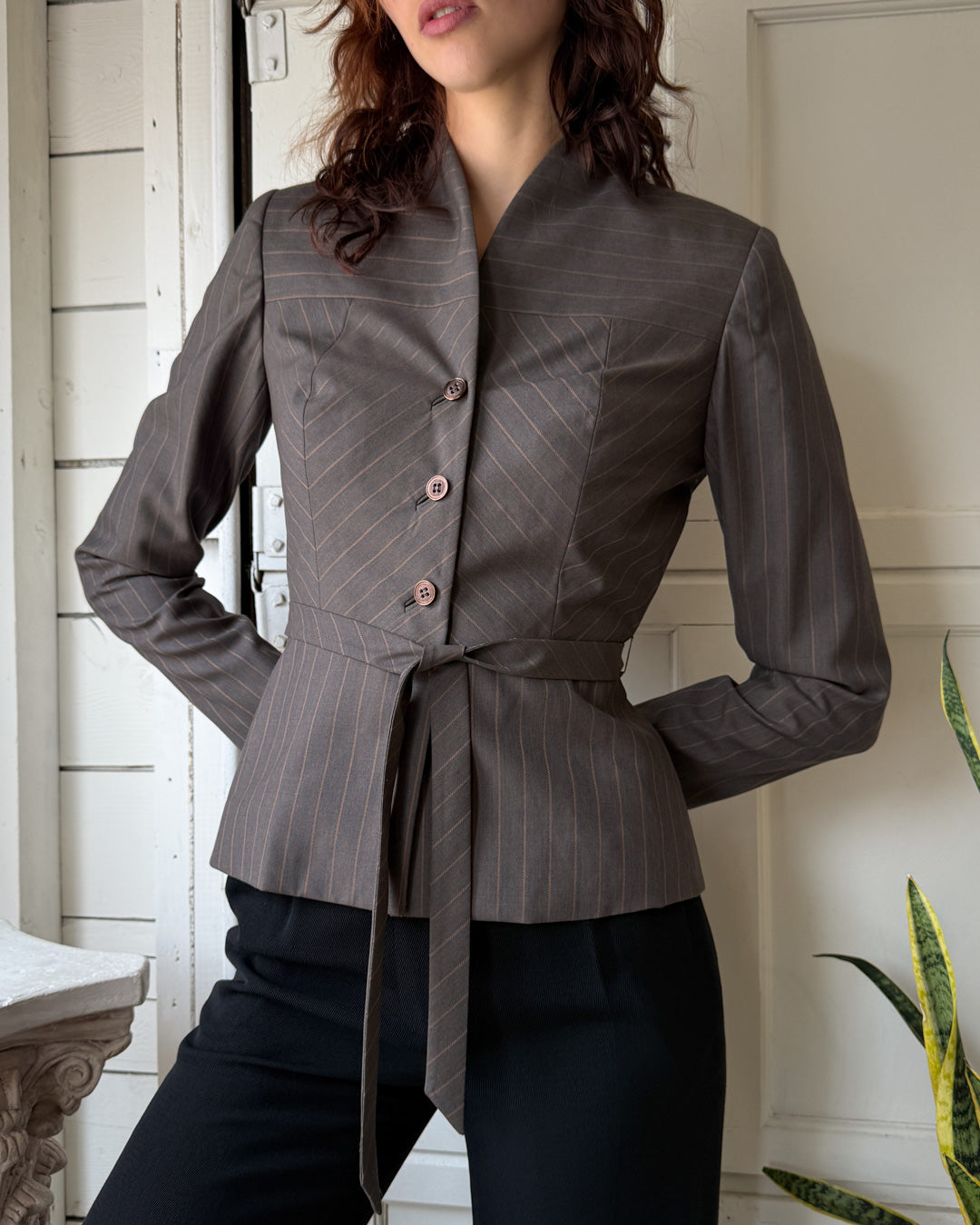80s Peggy Jennings Belted Blazer | S