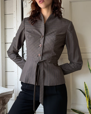 80s Peggy Jennings Belted Blazer | S