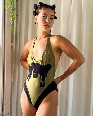 80s Pierre Cardin Elephant Swimsuit | XS-S