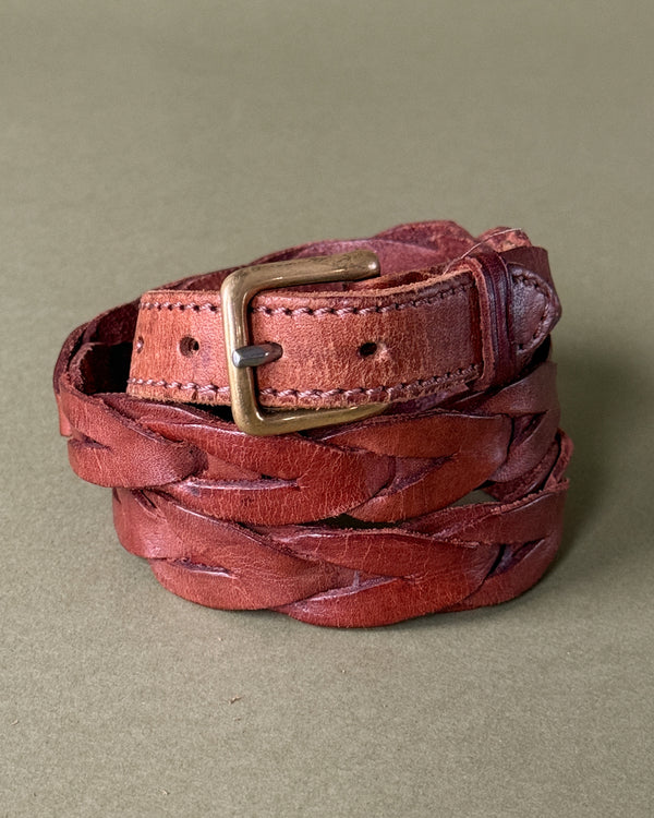 80s Ralph Lauren Braided Leather Belt - Lucky Vintage