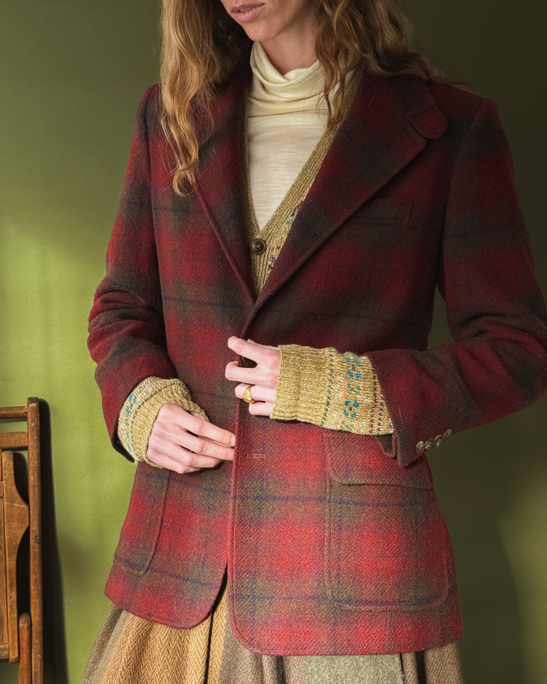 80s Ralph Lauren Plaid Wool Blazer | M