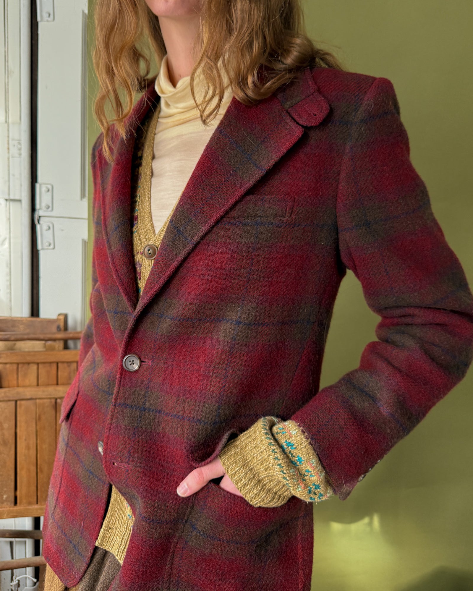 80s Ralph Lauren Plaid Wool Blazer | M