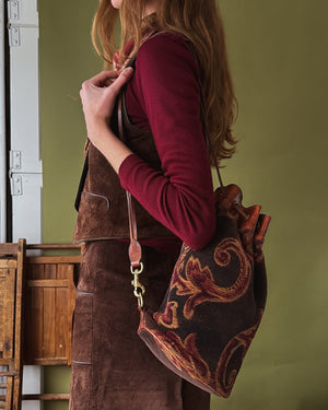 80s Ralph Lauren Tapestry Bucket Bag