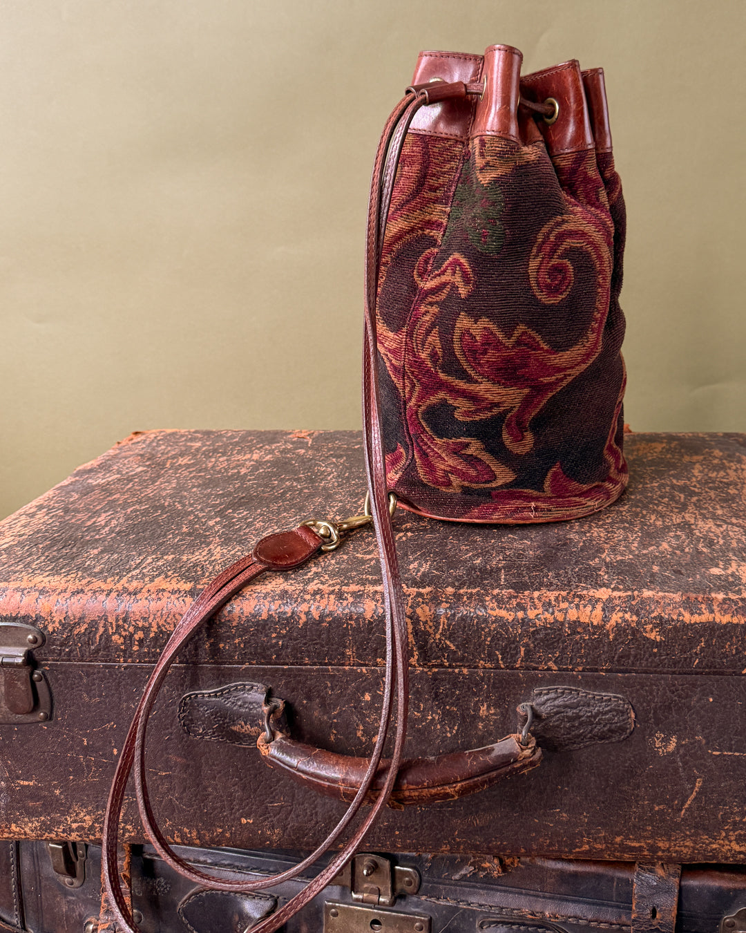 80s Ralph Lauren Tapestry Bucket Bag