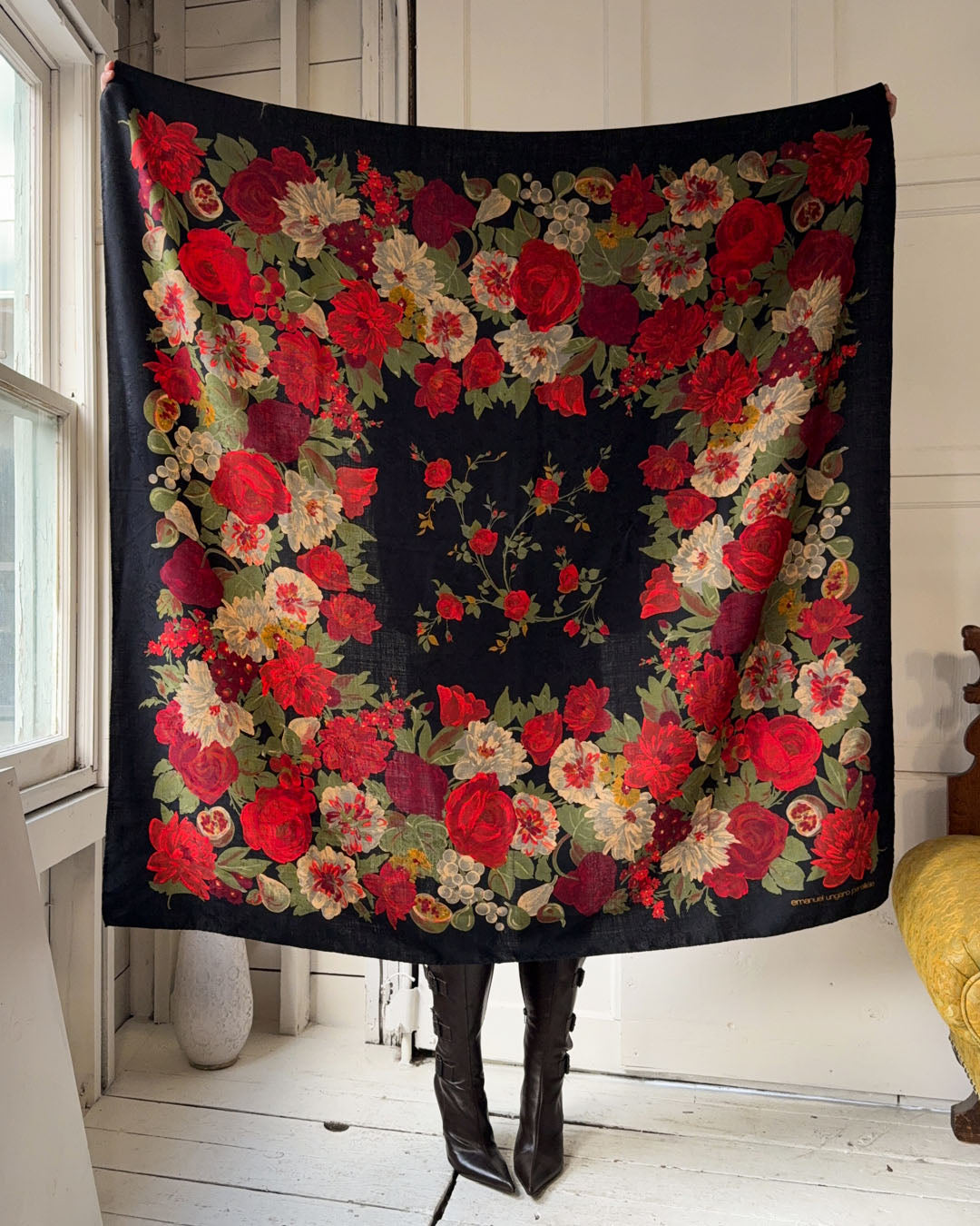 90s Ungaro Silk Wool Blend Scarf/Shawl