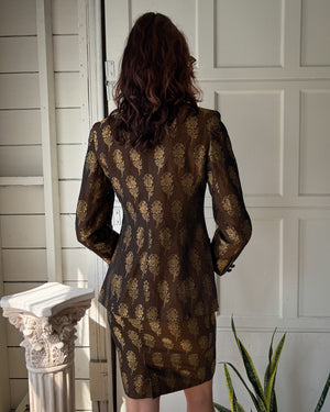 80s Valentino Brocade Skirt Suit | L