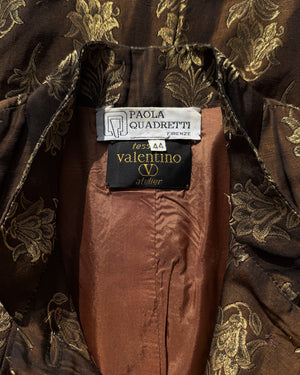 80s Valentino Brocade Skirt Suit | L