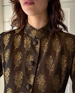 80s Valentino Brocade Skirt Suit | L