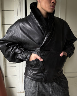 80s Versace Shearling Leather Jacket | M-L