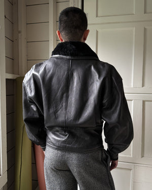 80s Versace Shearling Leather Jacket | M-L