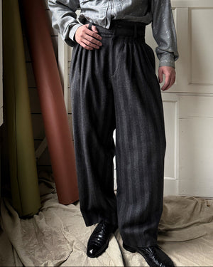 80s Versace Striped Wool Pants | 31 x 30