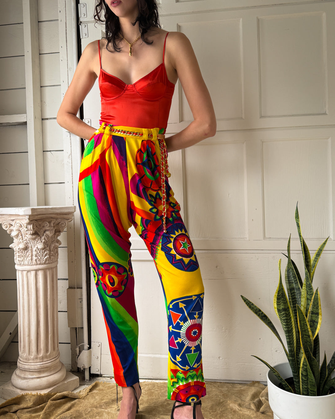 90s Versace Printed Jersey Pants | M