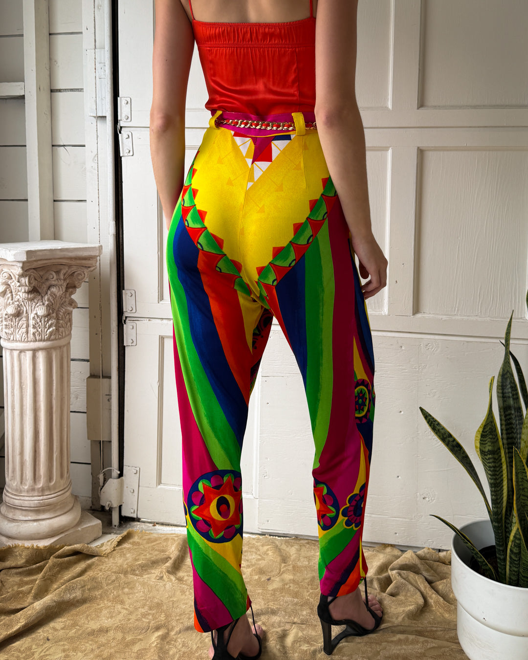 90s Versace Printed Jersey Pants | M