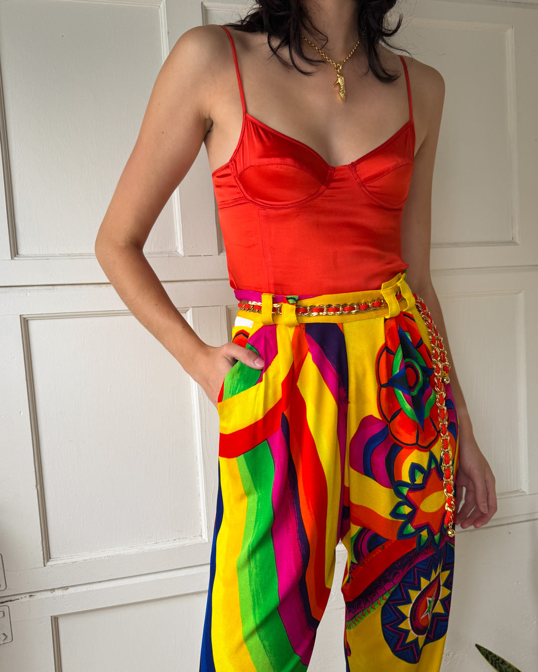 90s Versace Printed Jersey Pants | M