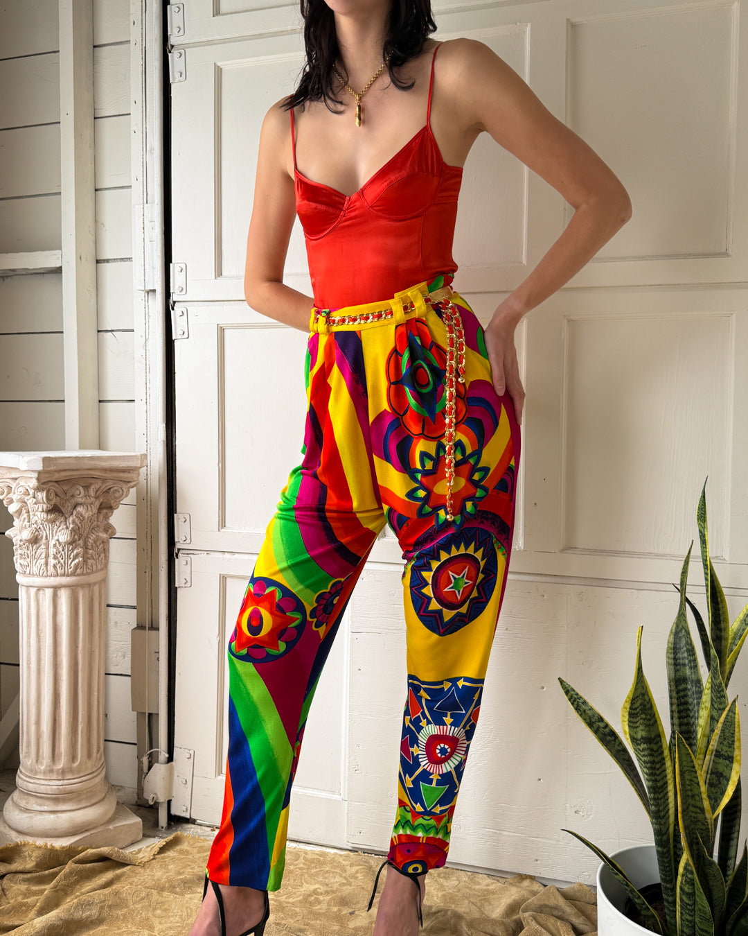 90s Versace Printed Jersey Pants | M