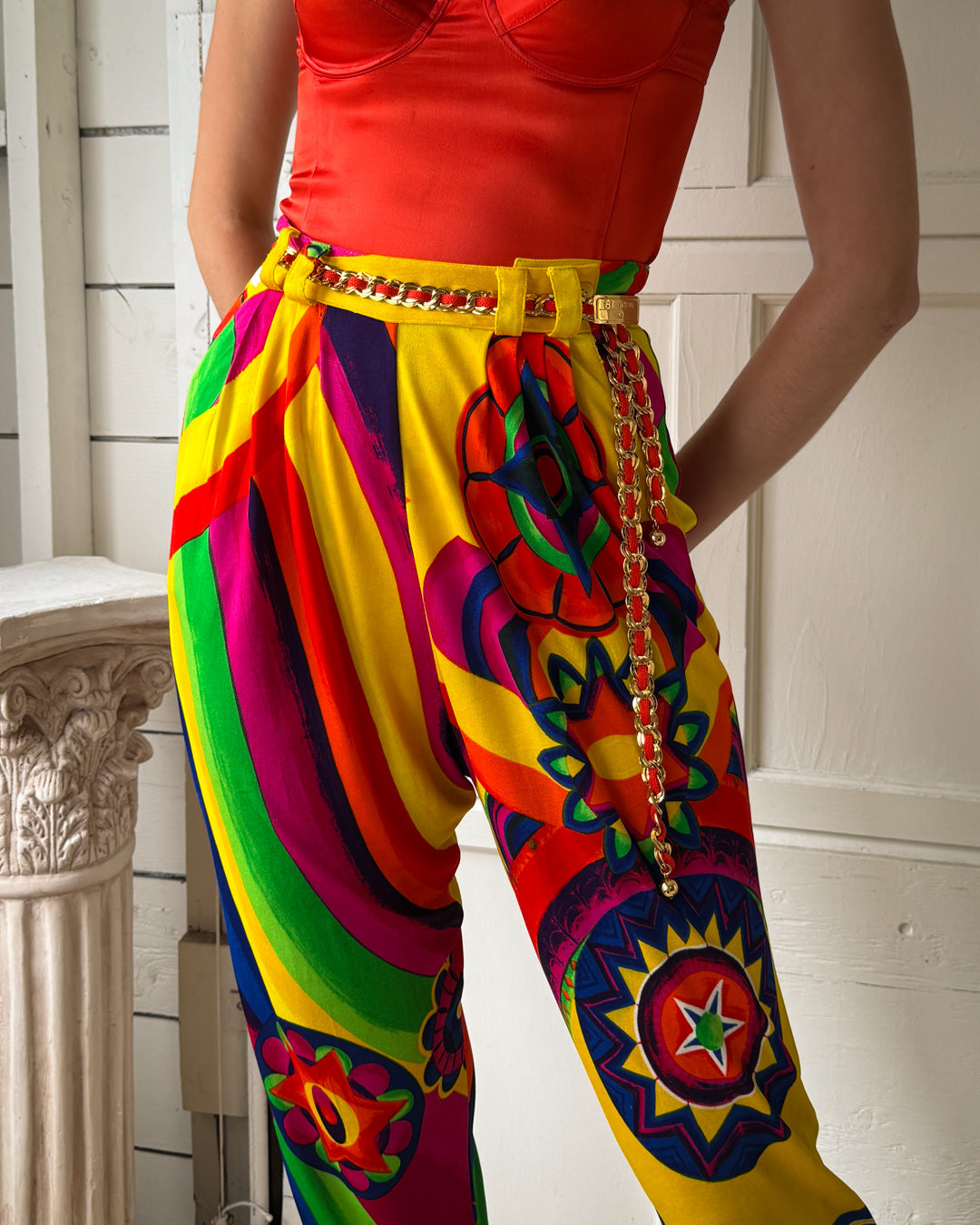 90s Versace Printed Jersey Pants | M
