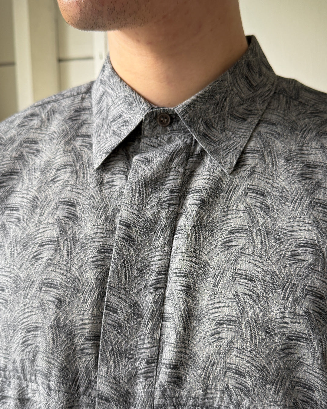 80s Versace Woven Gray Shirt | L - Lucky Vintage