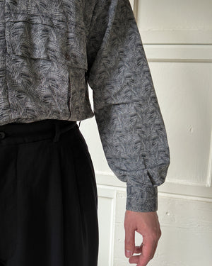 80s Versace Woven Gray Shirt | L