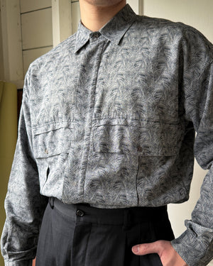 80s Versace Woven Gray Shirt | L